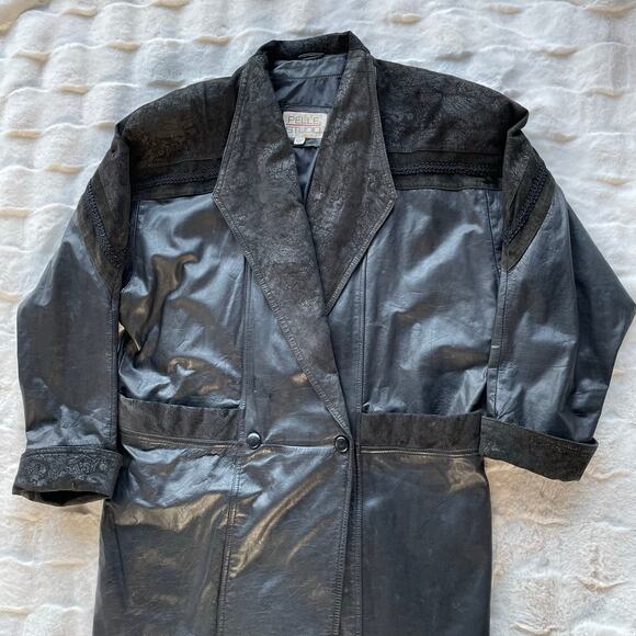 🔥Vintage Pelle Studio Double Breasted
Baroque Leather Long Duster Coat Jacket M - Picture 7 of 16